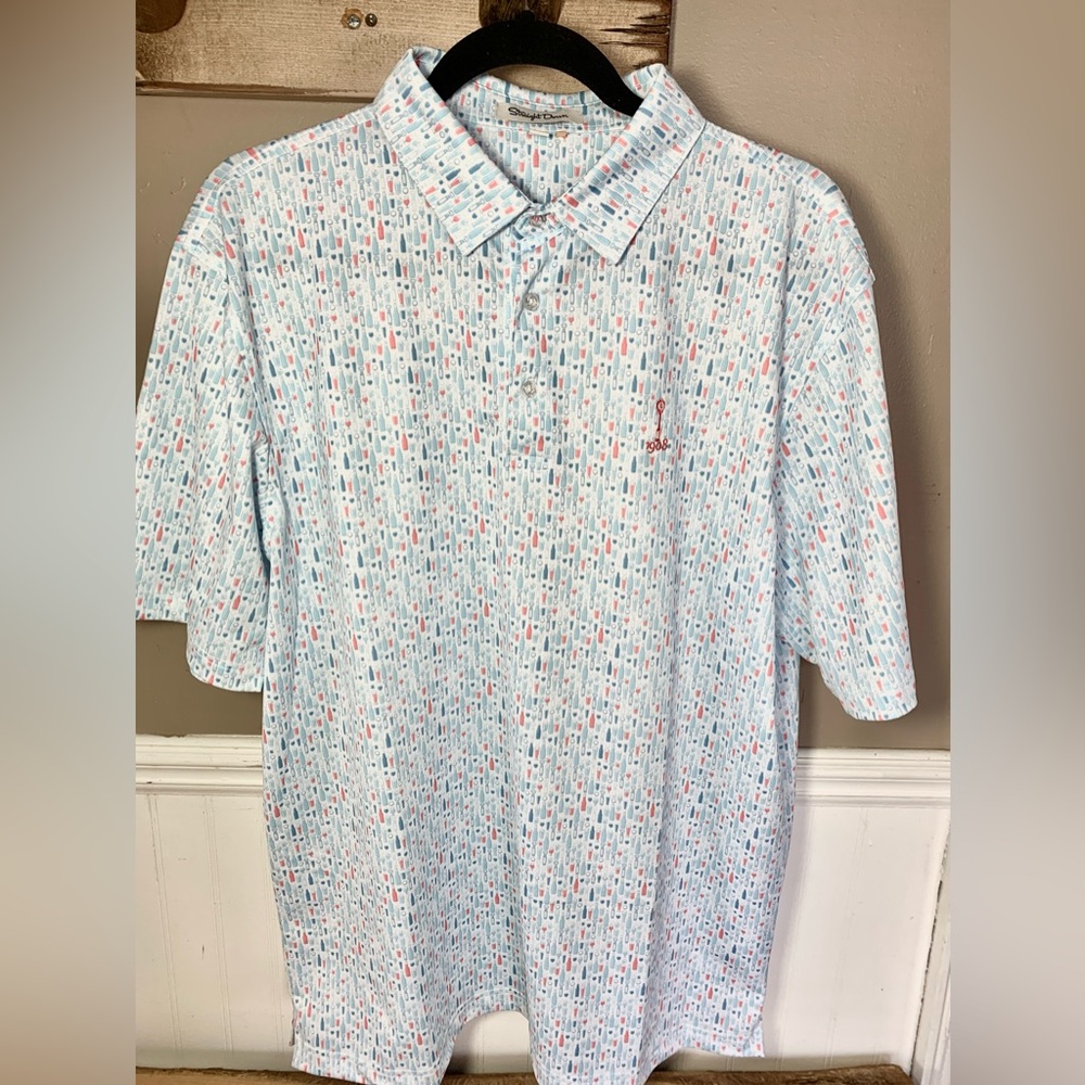 STRAIGHT DOWN PERFORMANCE Golf Shirt Men's LARGE SPF 15
